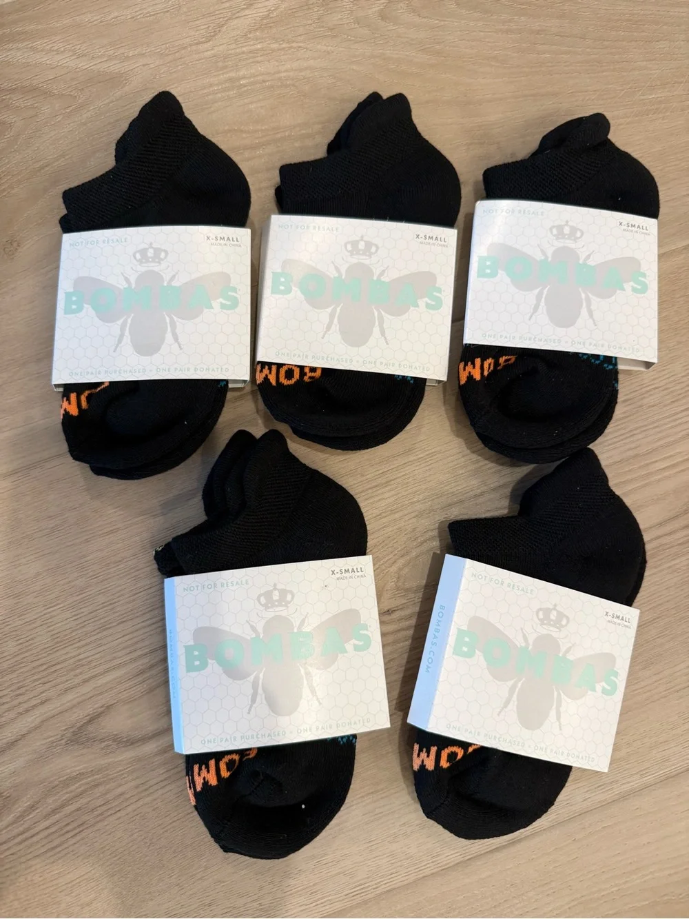 Bombas Unisex Youth Women’s XS Ankle Socks Lot Of 5 Black